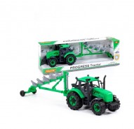 Traktor Progress s pluhem zelen